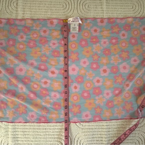 Pink Lily Daisy sarong S small swim coverup daisies 70s retro Barbie pink blue - Picture 8 of 10